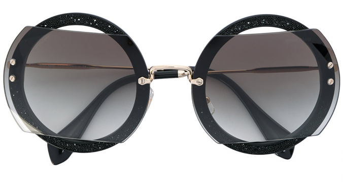 Round crystals embellished sunglasses