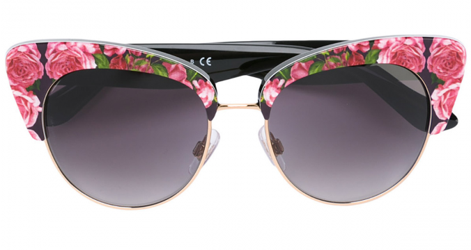 Cat-eye roses print sunglasses