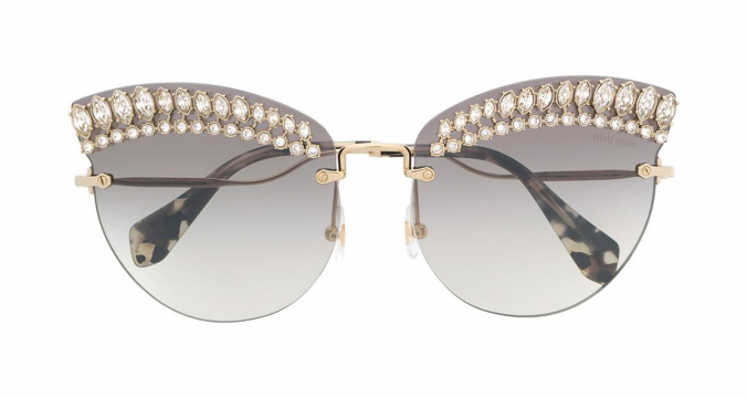 MIU MIU EYEWEAR faux-crystal embellished sunglasses