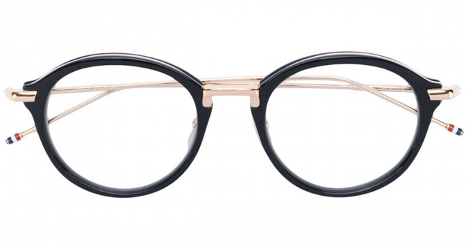 THOM BROWNE EYEWEAR Black & Shiny 18K Gold Optical Glasses
