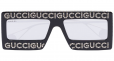 GUCCI EYEWEAR black rhinestone studded logo square tinted sunglasses